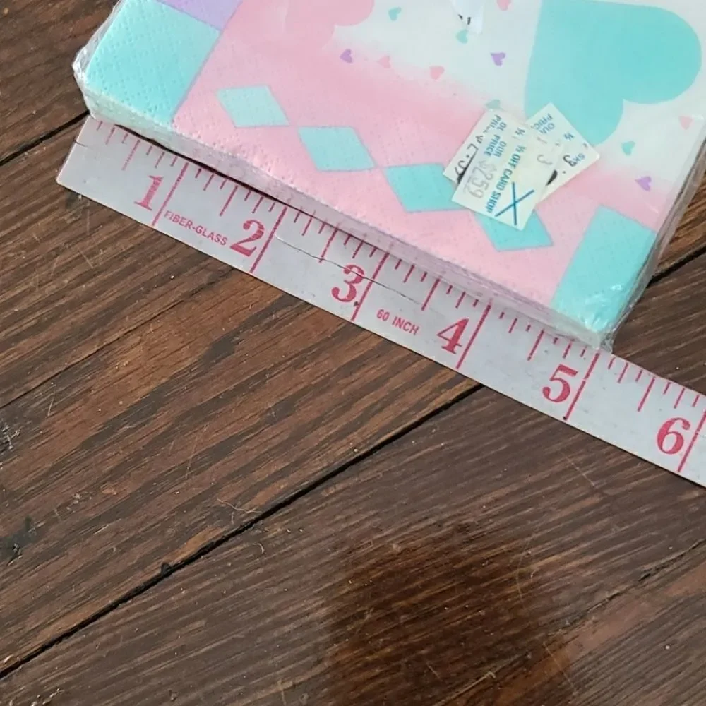 Vintage 80s Kawaii Pastel Girly Hearts Cocktail Napkins Birthday Party Pink